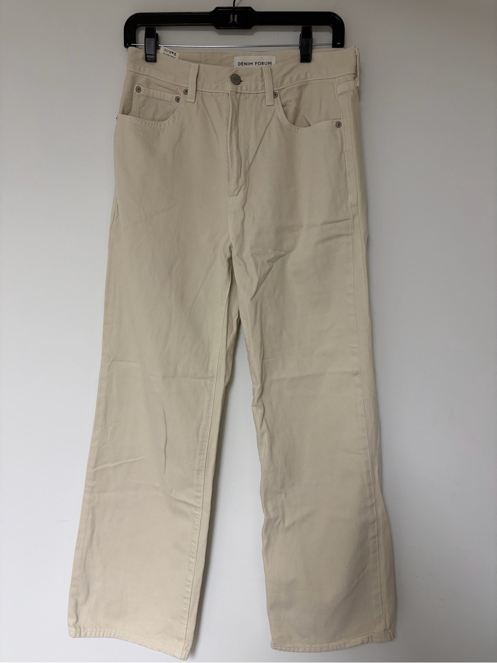 Denim Forum Cream High-Rise Wide Jeans